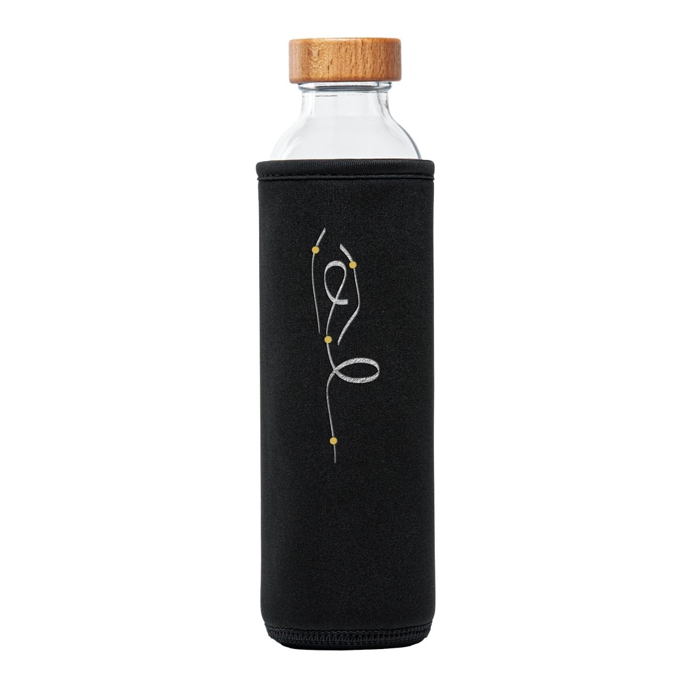 botella de agua de cristal Flaska con tapón de rosca y funda protectora de neopreno con diseño de yoga Balance