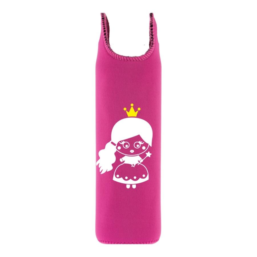 funda de neopreno rosa para niños con diseño de princesa para botella Flaska