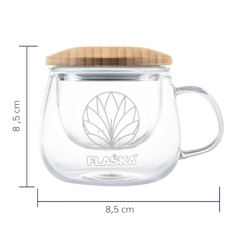 taza flaska angelica con infusionario de cristal y tapa inox y bambu