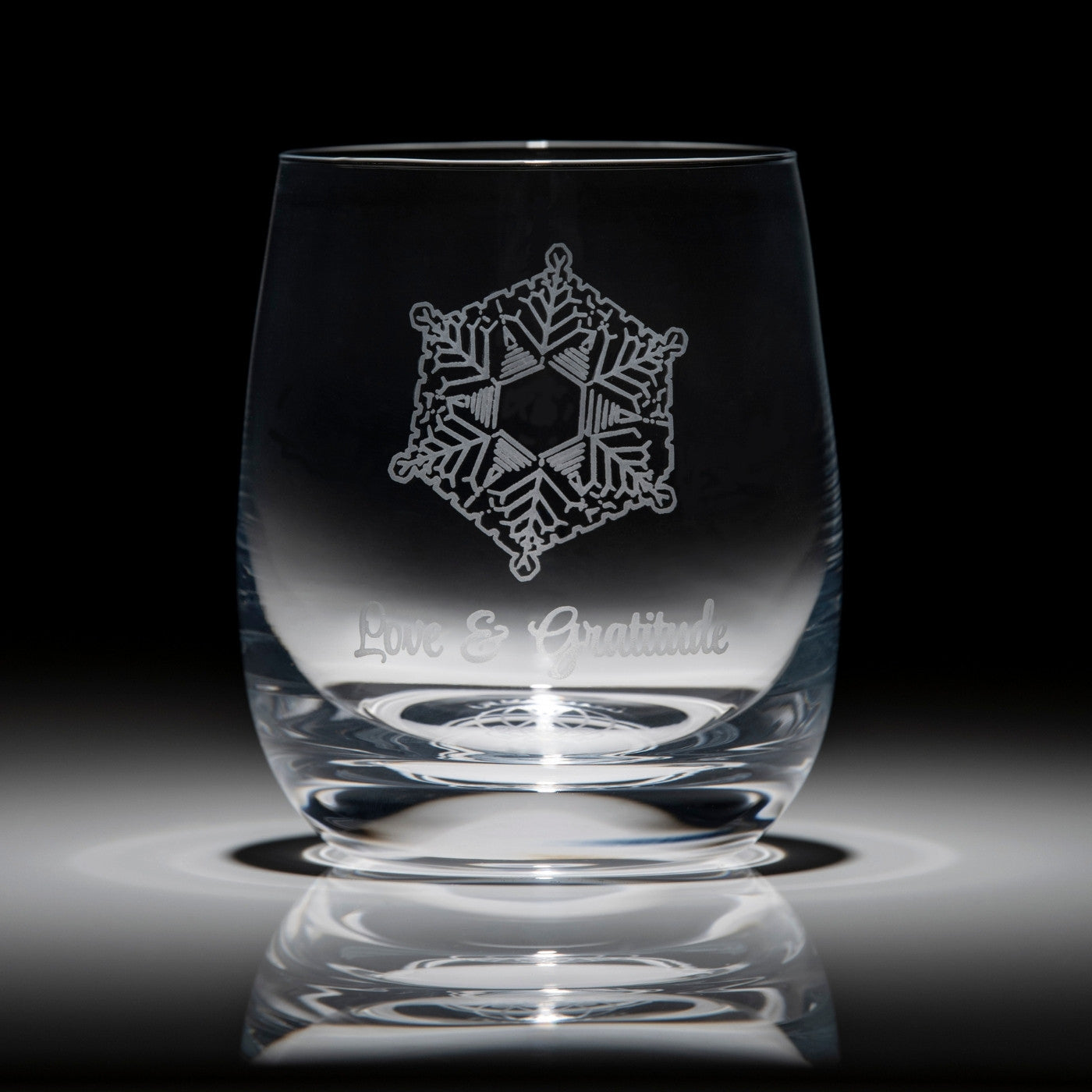 vaso de agua de cristal flaska motivo cristal de agua masaru emoto amor y gratitud sombra